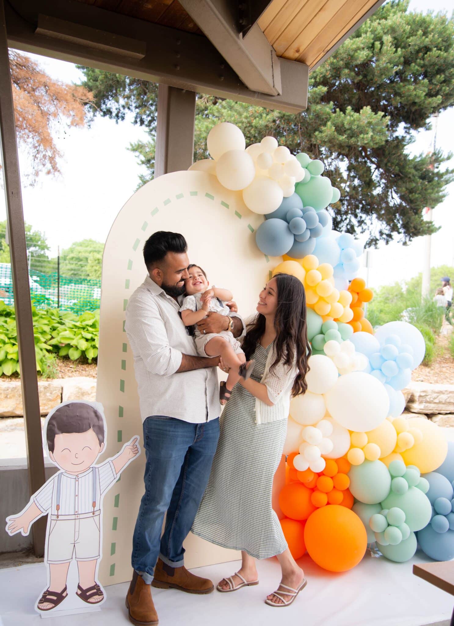 A happy family celebrating an event